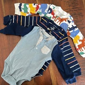 Carters 12M Boys Henley Ling Sleeve Onesies Bundle